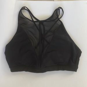Alo black bra top with mesh detail, size medium